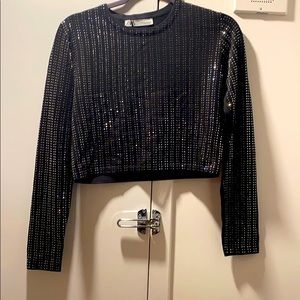 Zara crop rhinestone sweater
